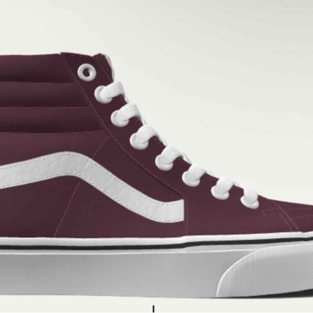 Vans Men's Maroon and White High-Top Sneakers